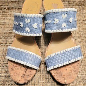 Jack Rogers Ella Double Strap Wedge Sandal Blue/White Sz 7.5